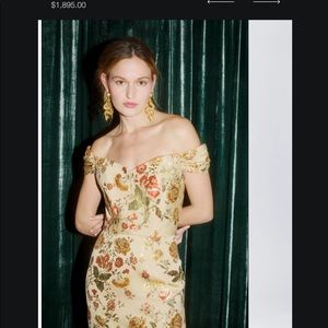 Markarian Apollonia Gold Floral Brocade Corset Dress